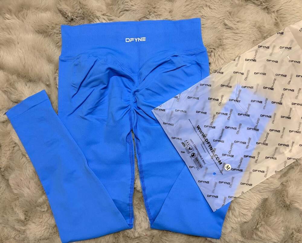 DFYNE Leggings Size Medium Blue Compression Activewear Workout